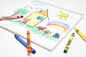 kids art drawing with crayons